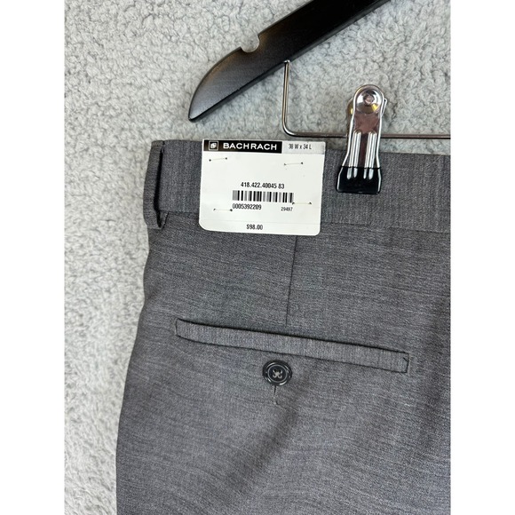 Bachrach Other - Bachrach Virgin Wool Gray Dress Pants Mens Size 38x34 Pleated Made In Italy  NWT